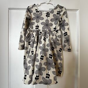 Hanna Andersson black and white dress with floral print, Size 4